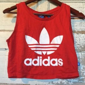 Red Adidas Crop Top Shirt